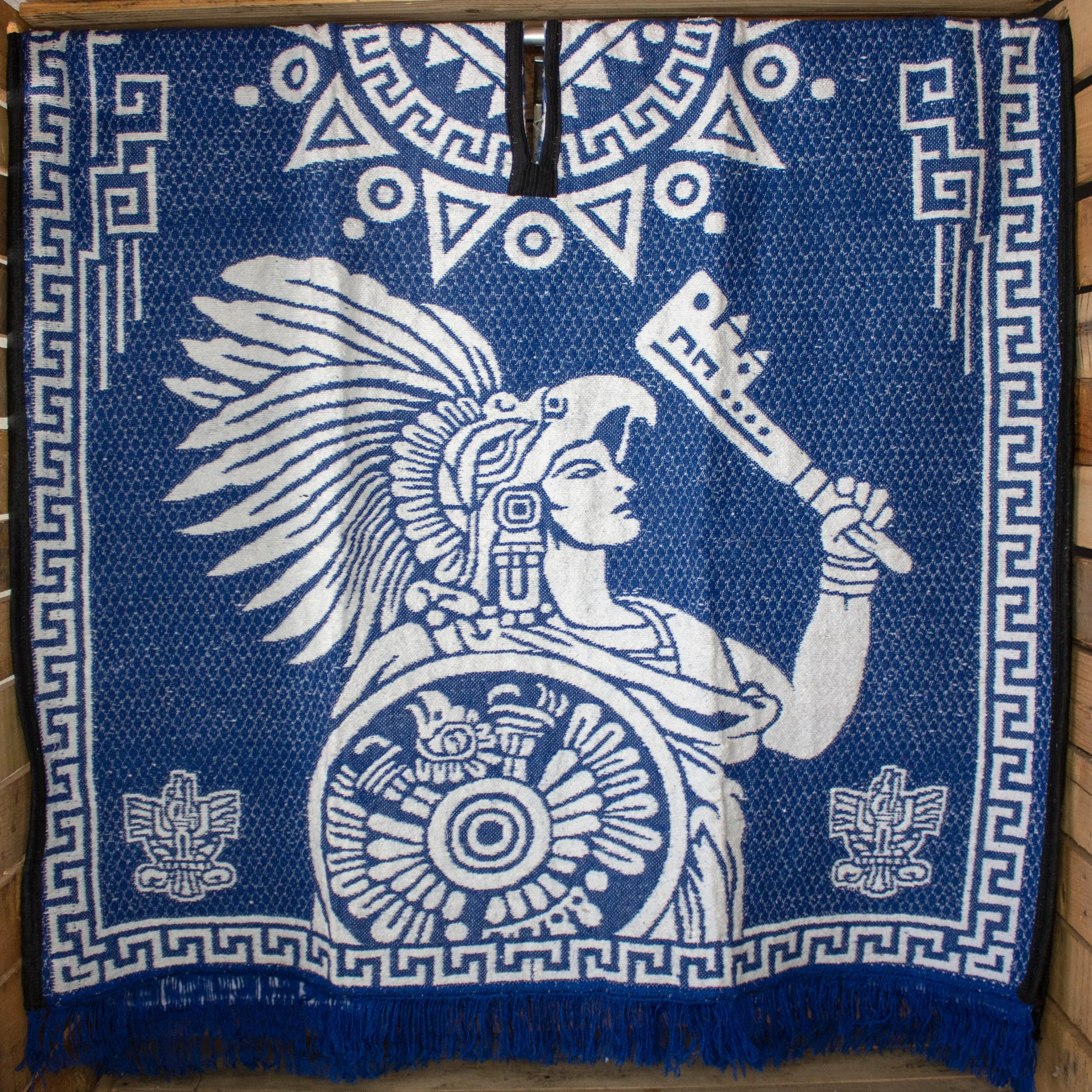 Mexican eagle AGUILA MEXICANA double sided Popocatépetl AZTECA reversible Mexico Poncho Zarape Gaban