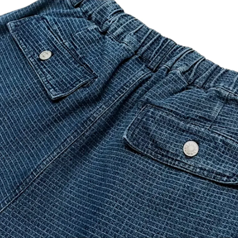 Mini check denim cargo jeans