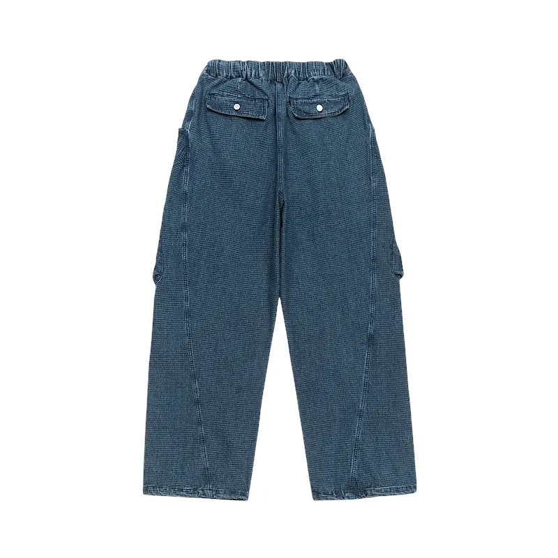 Mini check denim cargo jeans