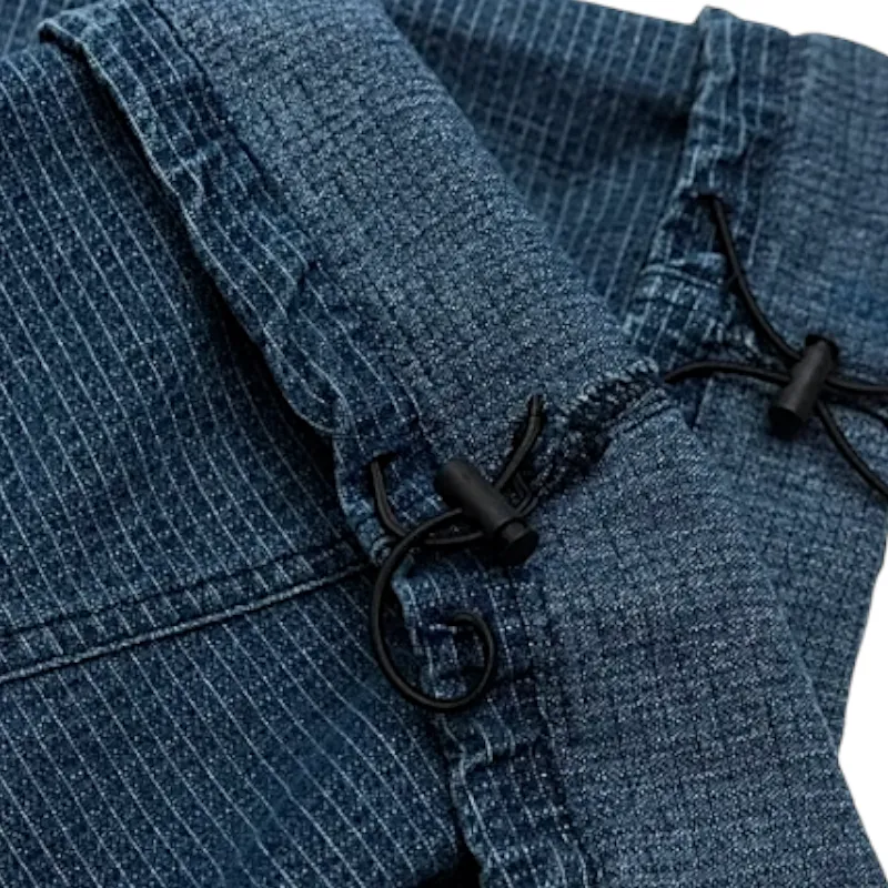 Mini check denim cargo jeans