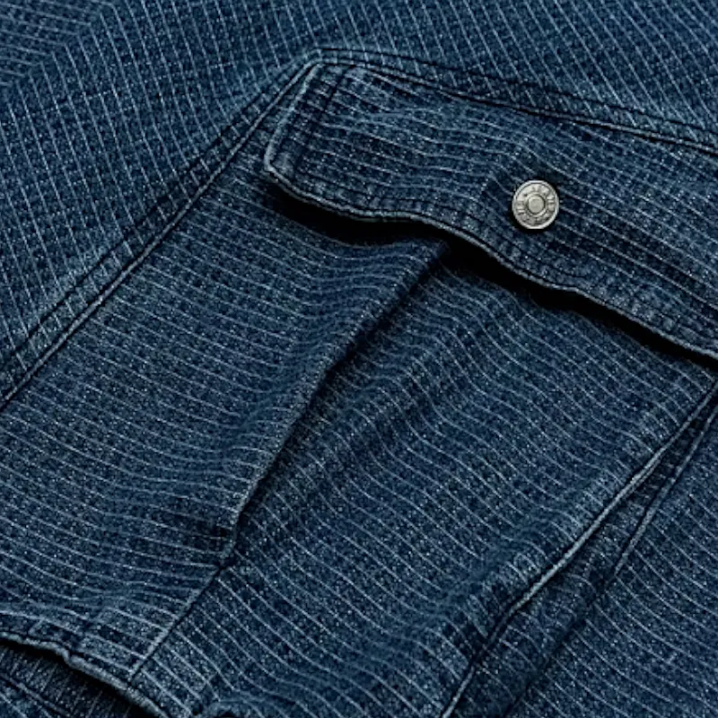 Mini check denim cargo jeans