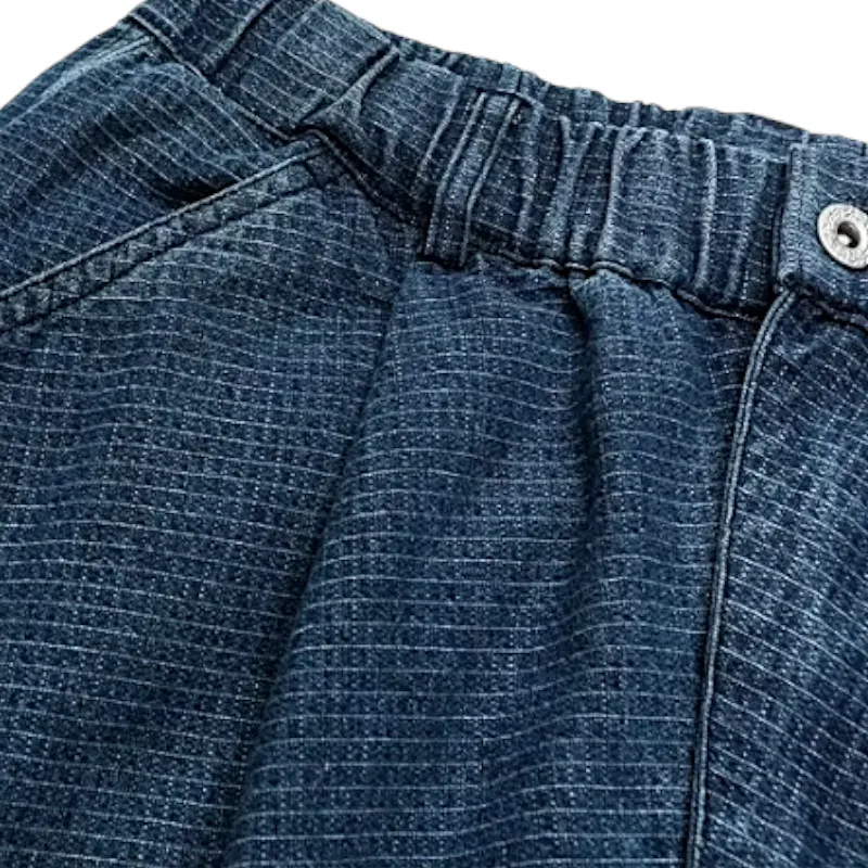 Mini check denim cargo jeans