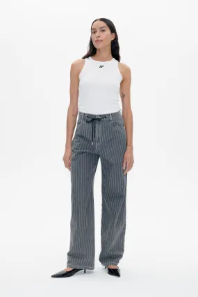 NANNY | Grey Pinstripe Denim