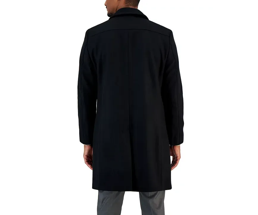 Nautica Mens Regular fit Double Breasted Overcoat Coat 44 R Black Solid