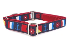 Nautical Flags Dog Collar - Martingale or Buckle Dog Collar - 1" Width