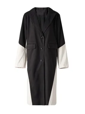 Neutral Two Toned Patchwork Trench Coat