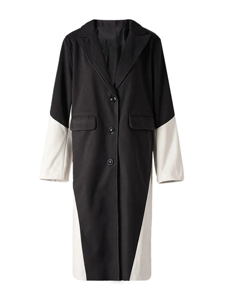 Neutral Two Toned Patchwork Trench Coat