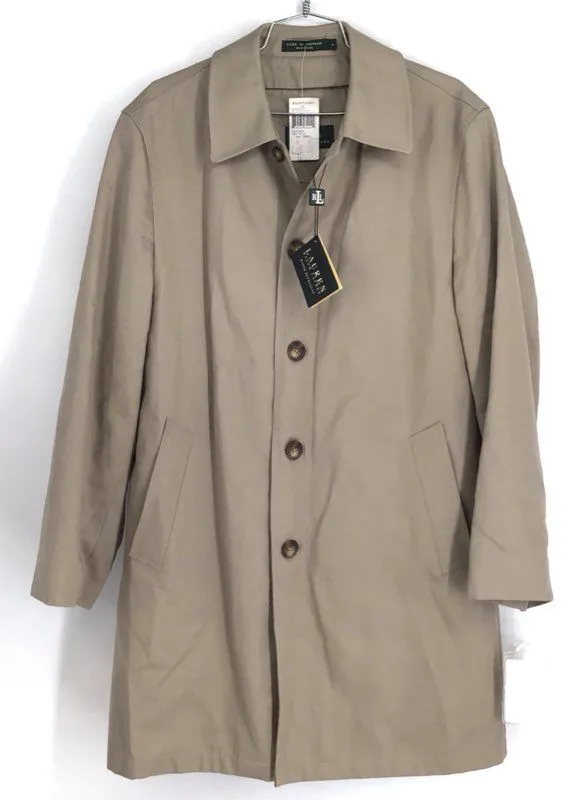 NWT Lauren Ralph Lauren Men's Tan Overcoat Coat - Size Small