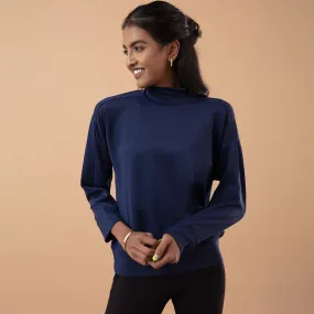 Nykd All Day Casual Chic High neck Sweatshirt-NYAT157-Peacoat