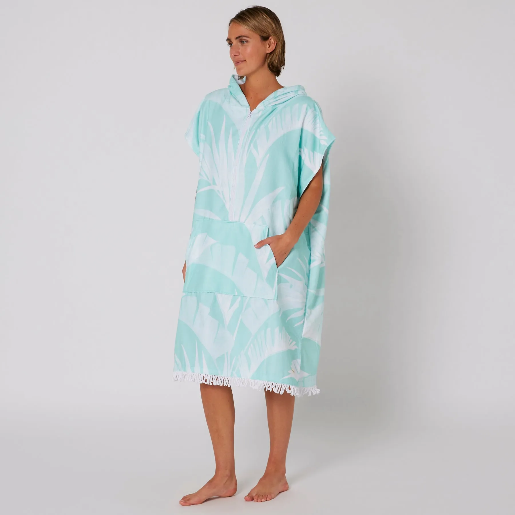 O&E Ladies Zip Front Hooded Poncho