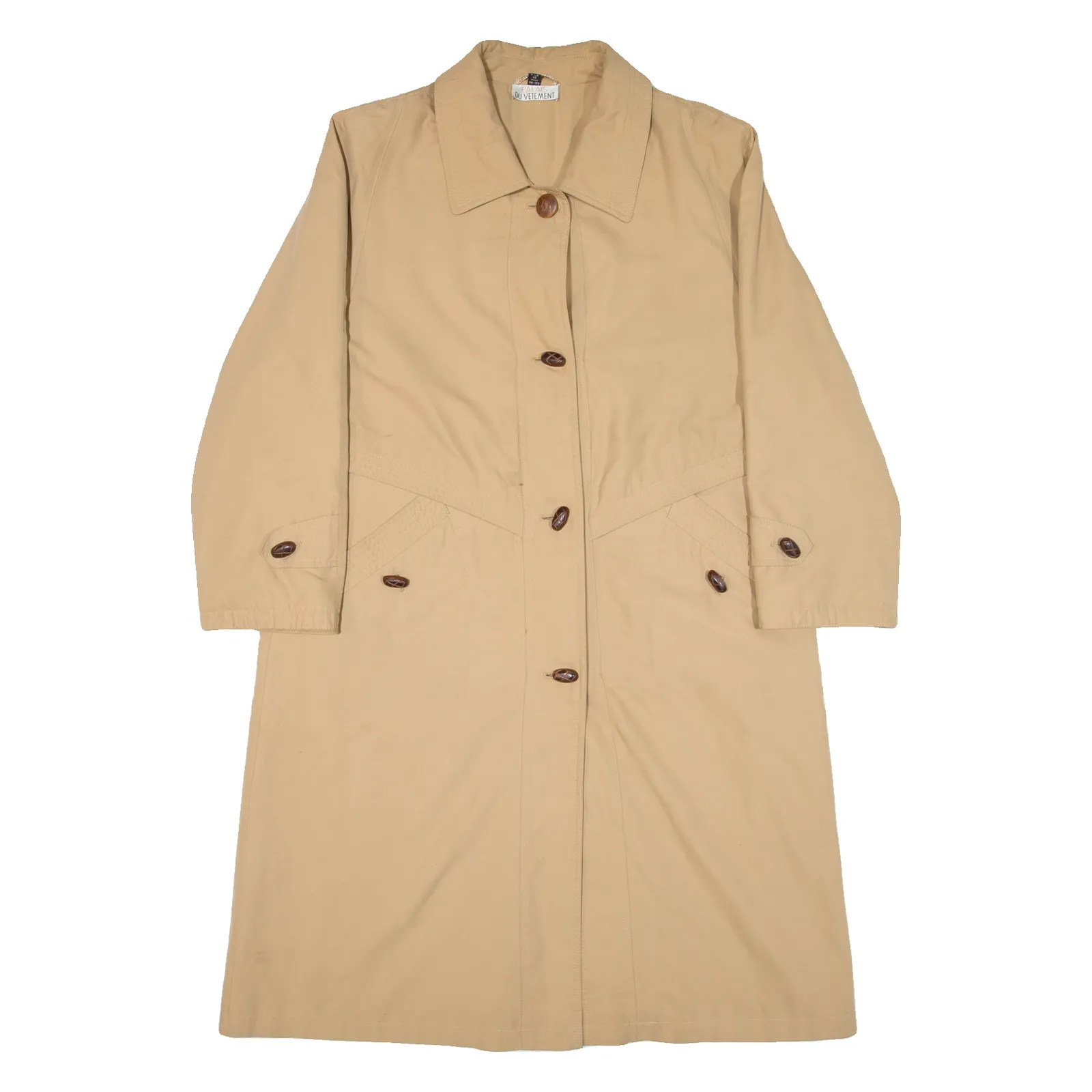 PALAIS DU VETEMENT Quilted Lined Womens Overcoat Coat Beige S