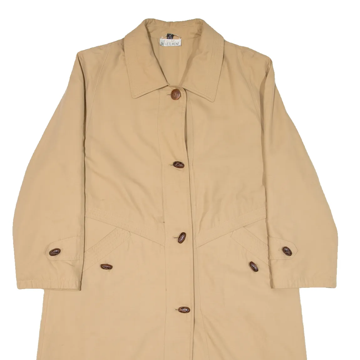 PALAIS DU VETEMENT Quilted Lined Womens Overcoat Coat Beige S