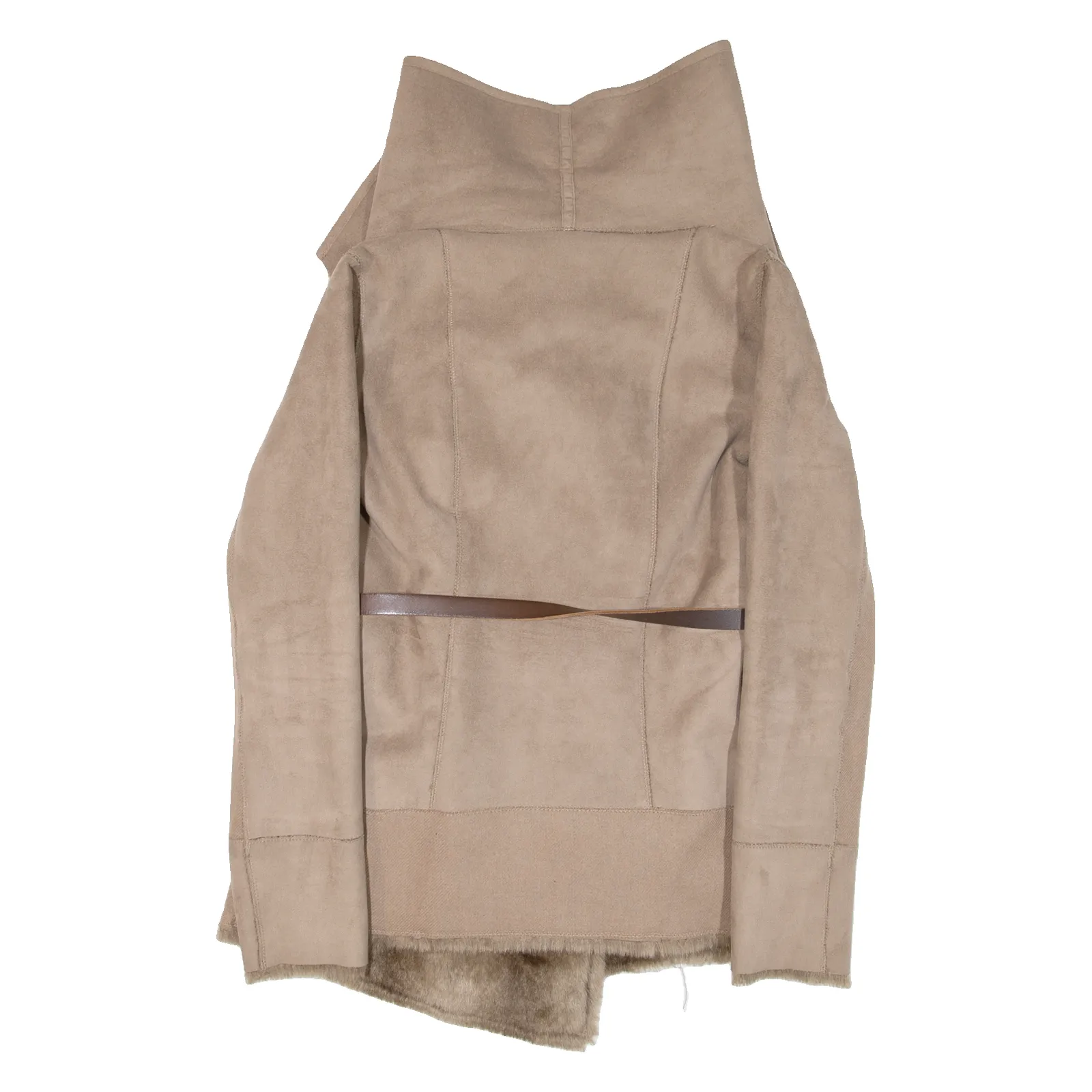 PINKO Faux Fur Lined Womens Overcoat Coat Beige UK 8