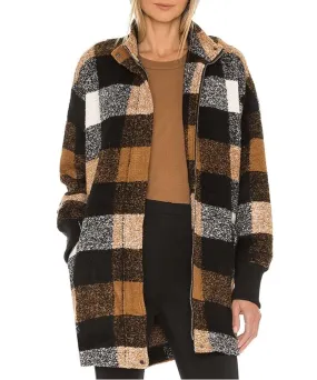 Plaid Times Coat Brown
