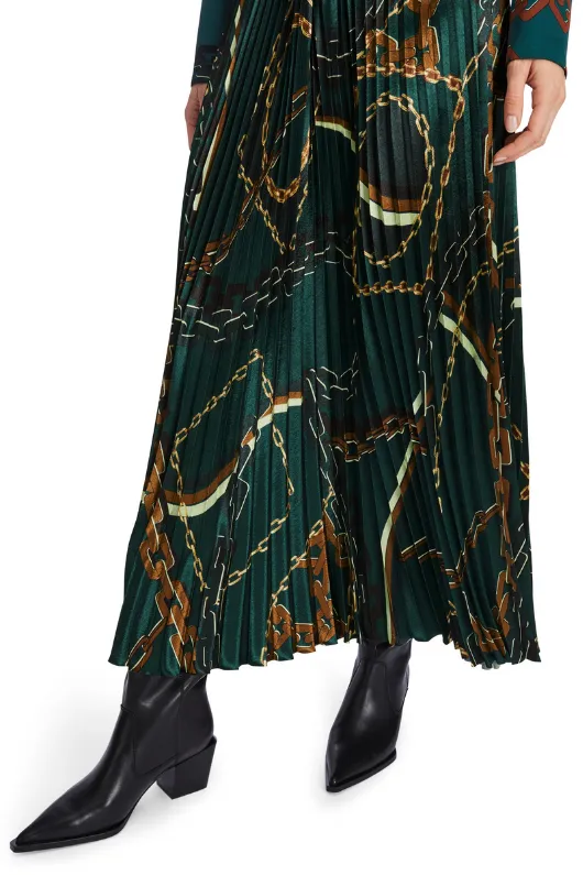 Pleated Skirt With Chain Print