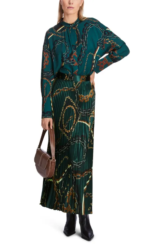 Pleated Skirt With Chain Print