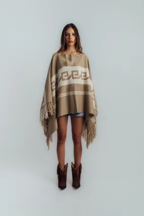 Poncho cerrado escote en V Oatmeal