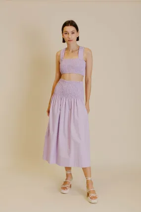 POPLIN SHIRRED CROP TOP