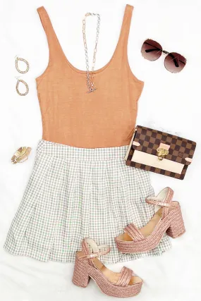 Prep School Pleated Skirt - Sage