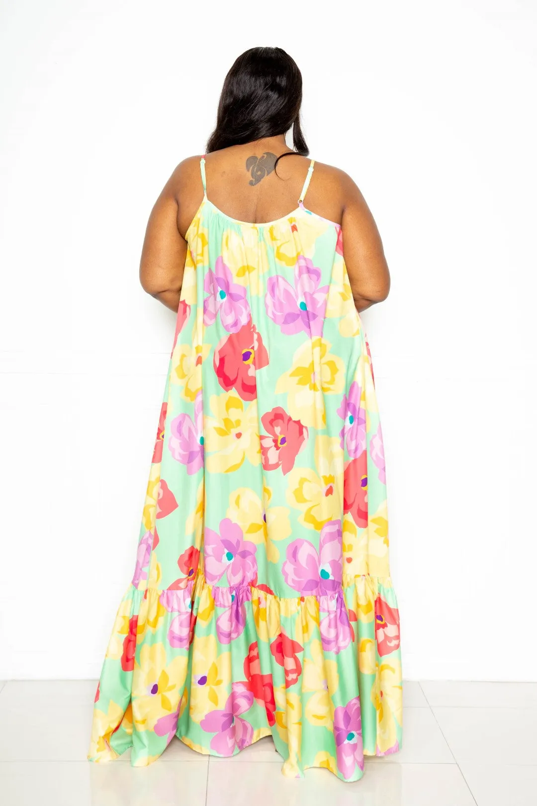 PRINTED VOLUMINOUS MAXI DRESS