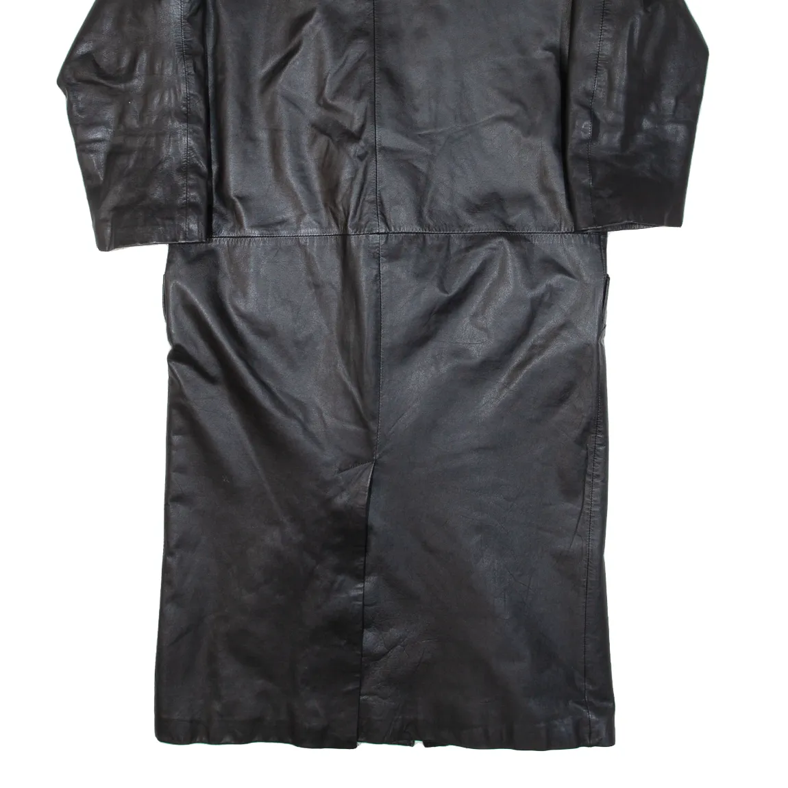 Quilted Lined Mens Overcoat Coat Black Leather M