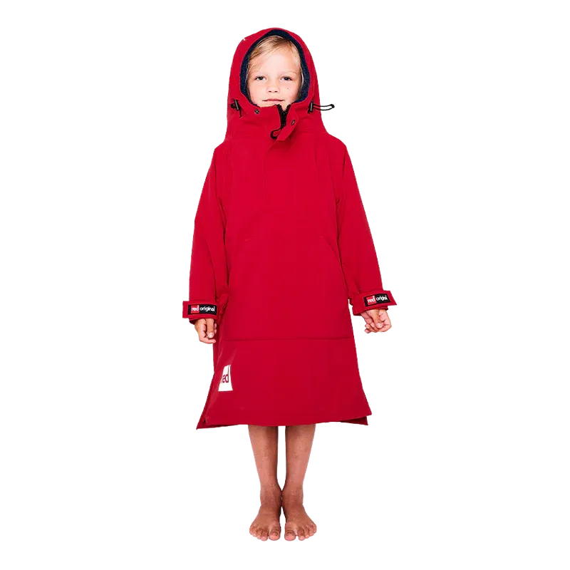 Red Original Change Kids Poncho Half-Zip Long Sleeve - Red