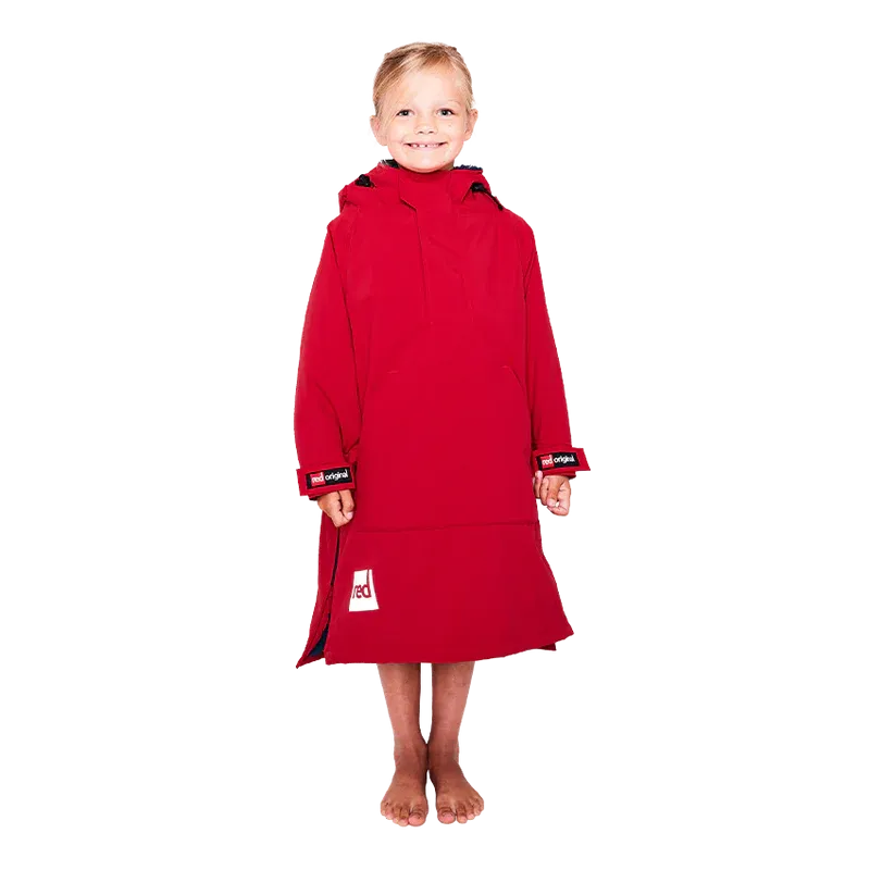 Red Original Change Kids Poncho Half-Zip Long Sleeve - Red