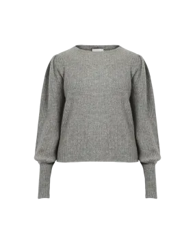 Ribbed Round Neck Fitted Cuff Jumper
