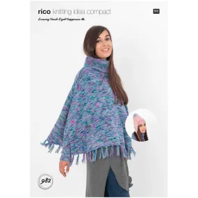 Rico Poncho and Hat DK Knitting Pattern 982