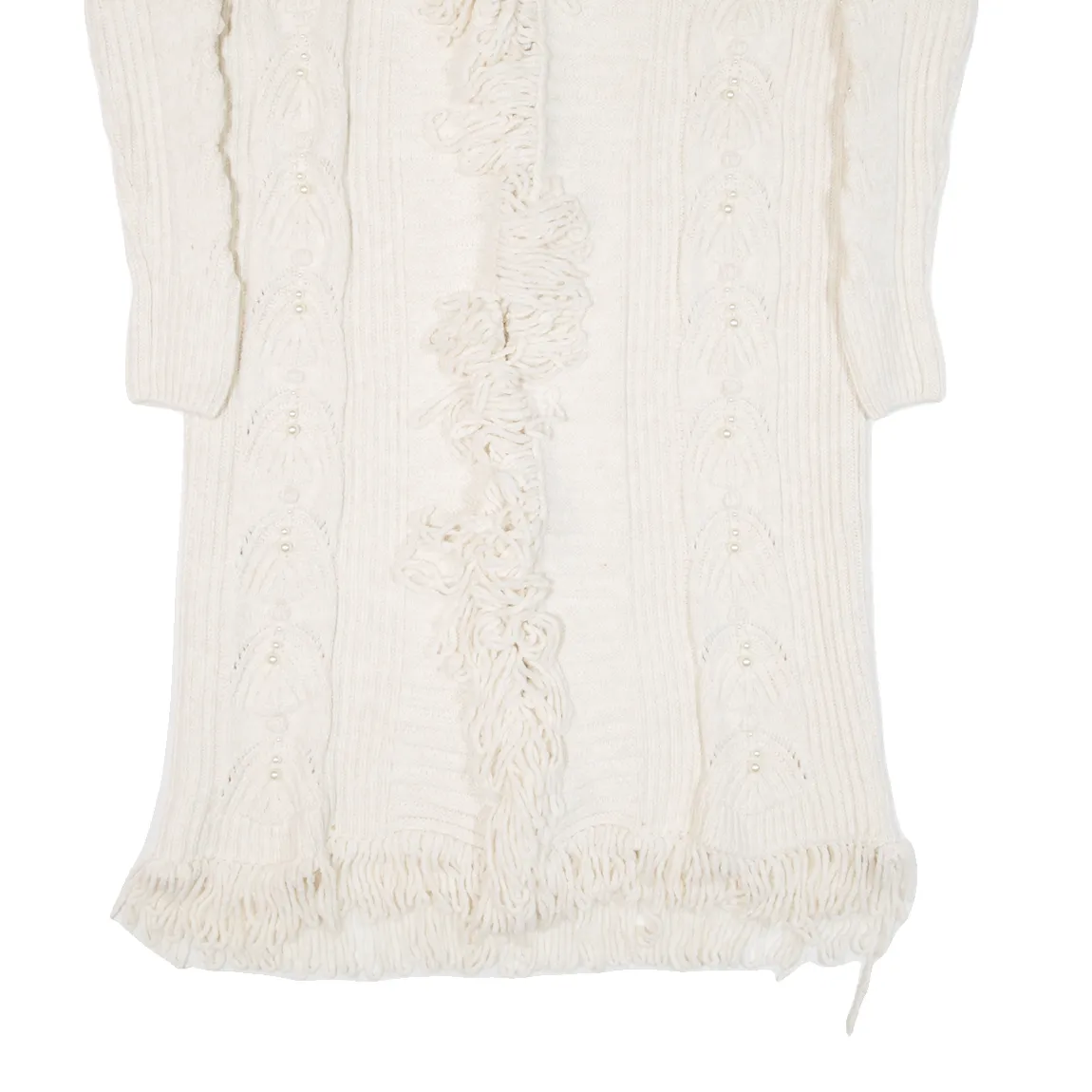RIVER ISLAND Womens Overcoat Coat Cream Knit XS