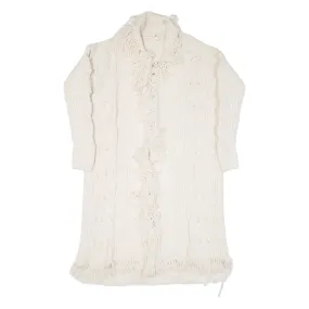 RIVER ISLAND Womens Overcoat Coat Cream Knit XS