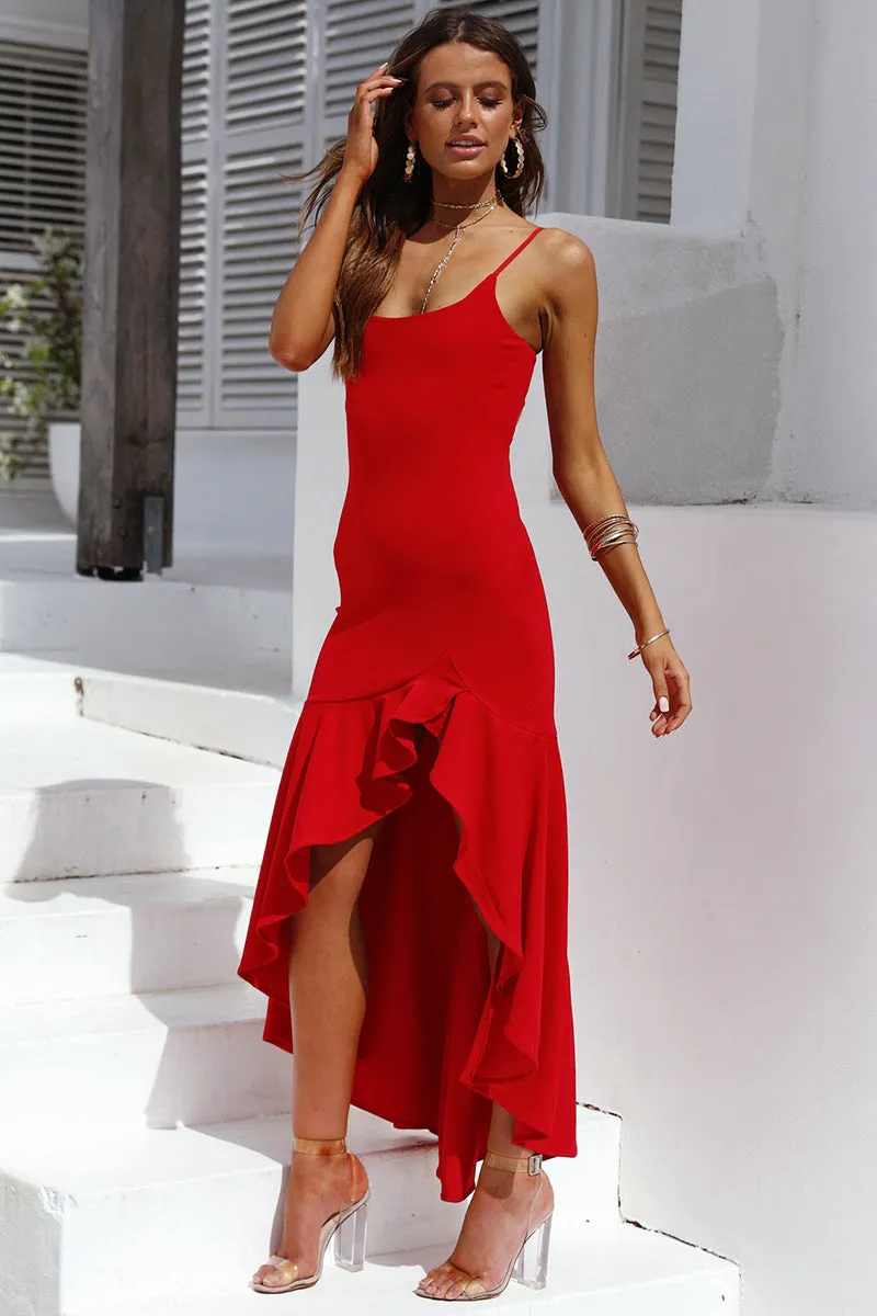 Ruffled High-Low Dress