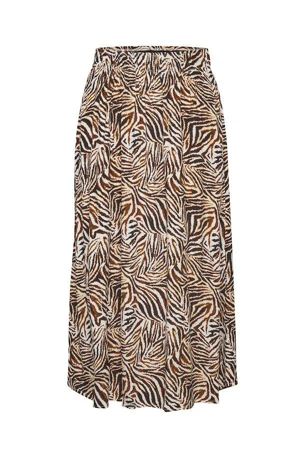 Saint Tropez Tessasz Hot Fudge Zebra Stroke Woven A-Line Midi Skirt