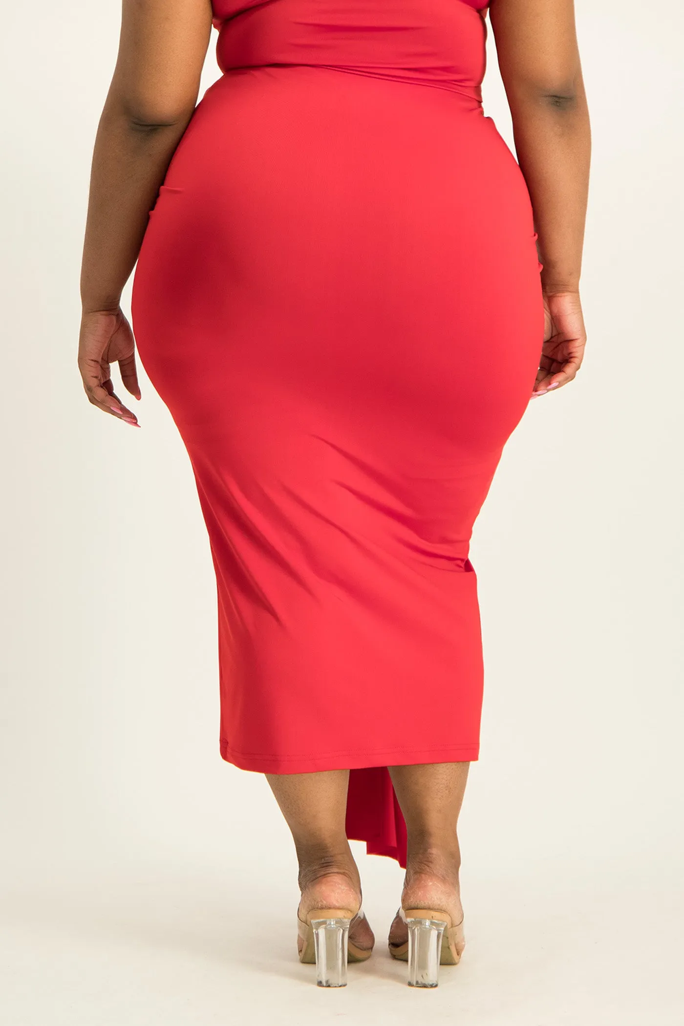 Savannah Wrap Tie Detail Skirt - Red