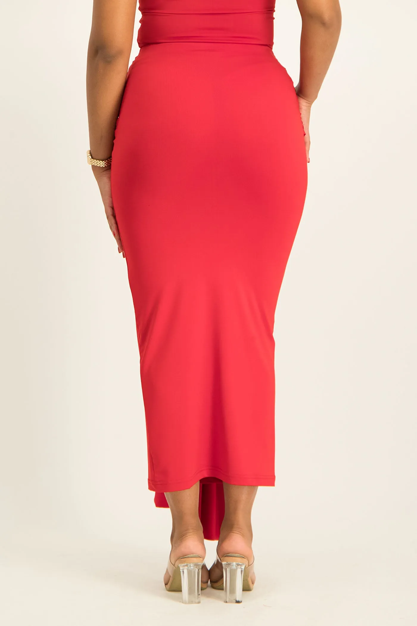 Savannah Wrap Tie Detail Skirt - Red