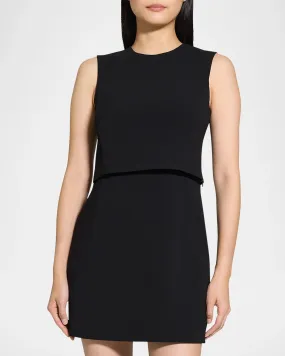 Sculpted Layer Mini Dress Admiral Crepe Black - Theory Women
