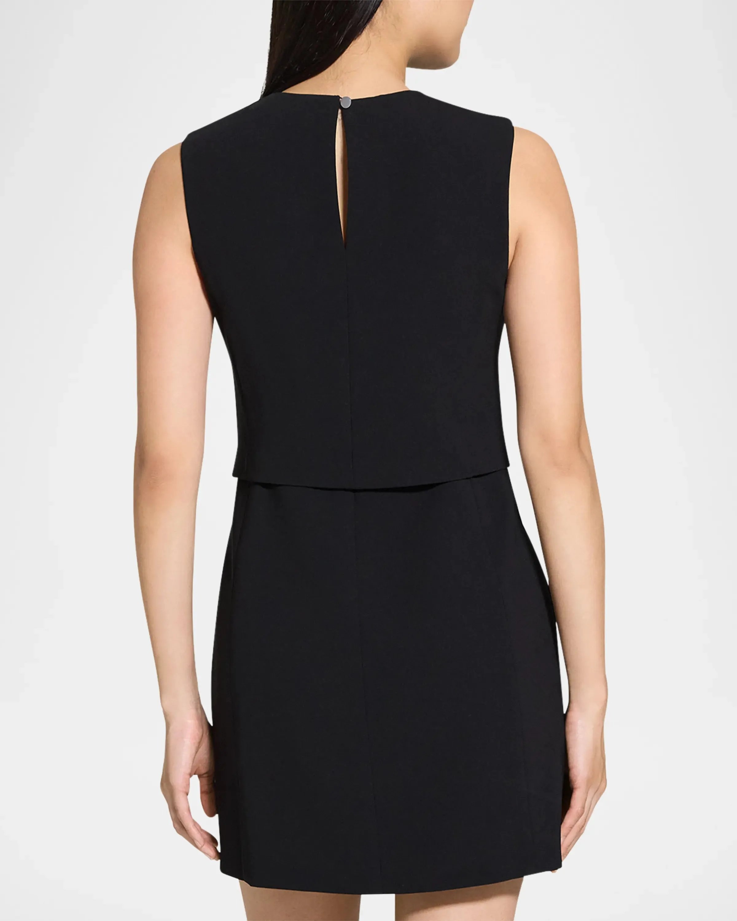 Sculpted Layer Mini Dress Admiral Crepe Black - Theory Women