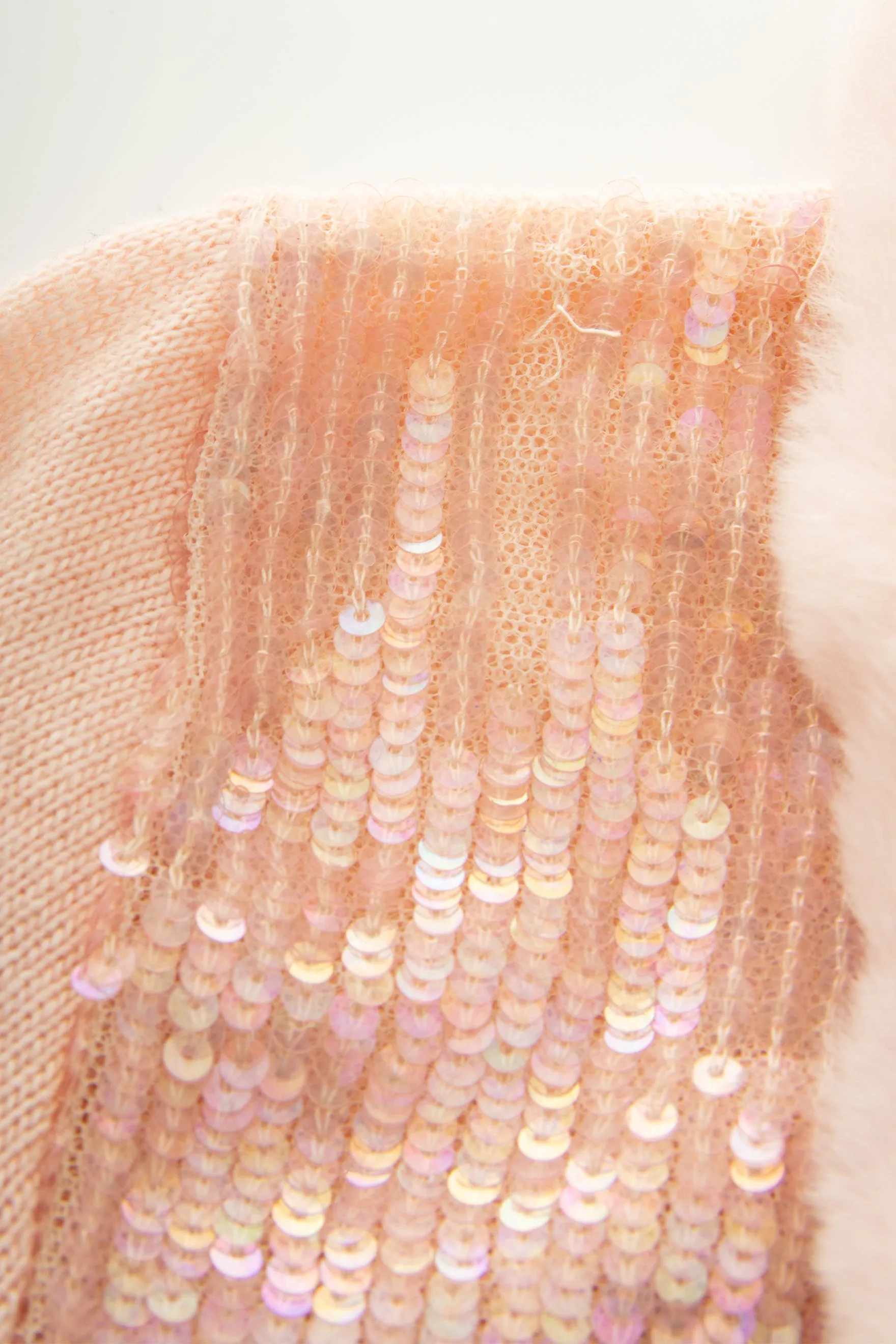Sequin Cardigan with Fur Collar