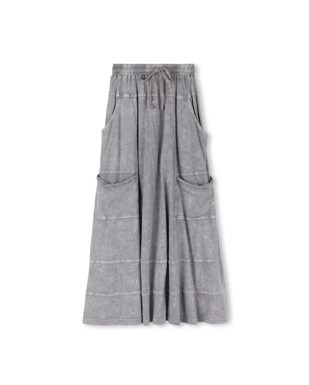 set outfit washed midi skirt with tee - grey/white