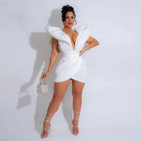 Sexy Rhinestone Deep V Plunge Short Party Dress