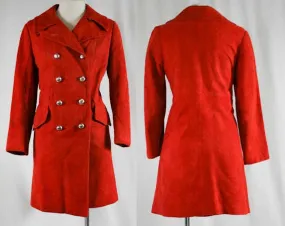 Size 10 Suede Coat - Mod 1960s Burnt Orange Overcoat - Medium Size - Double Breasting - Modern Chic - Fall Rust Color - Bust 37