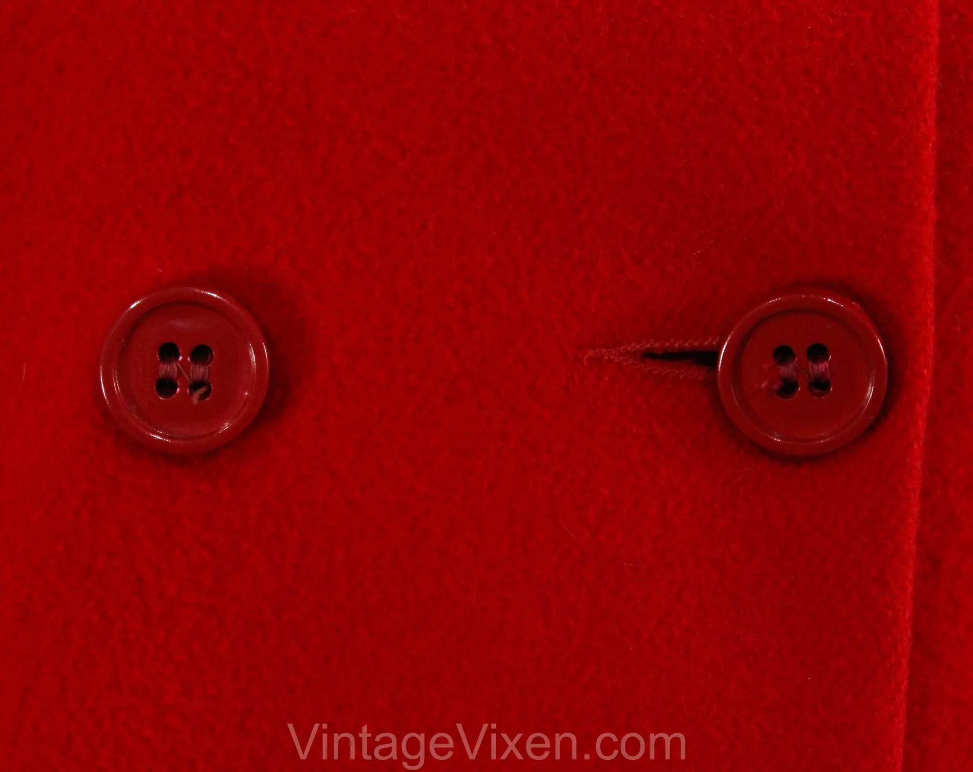 Size 12 Red Coat - Mod 60s 70s Wool Blend Jacket - Double Breasted Hip Length Overcoat - Fall Winter 1960s Modernist Outerwear - Bust 39