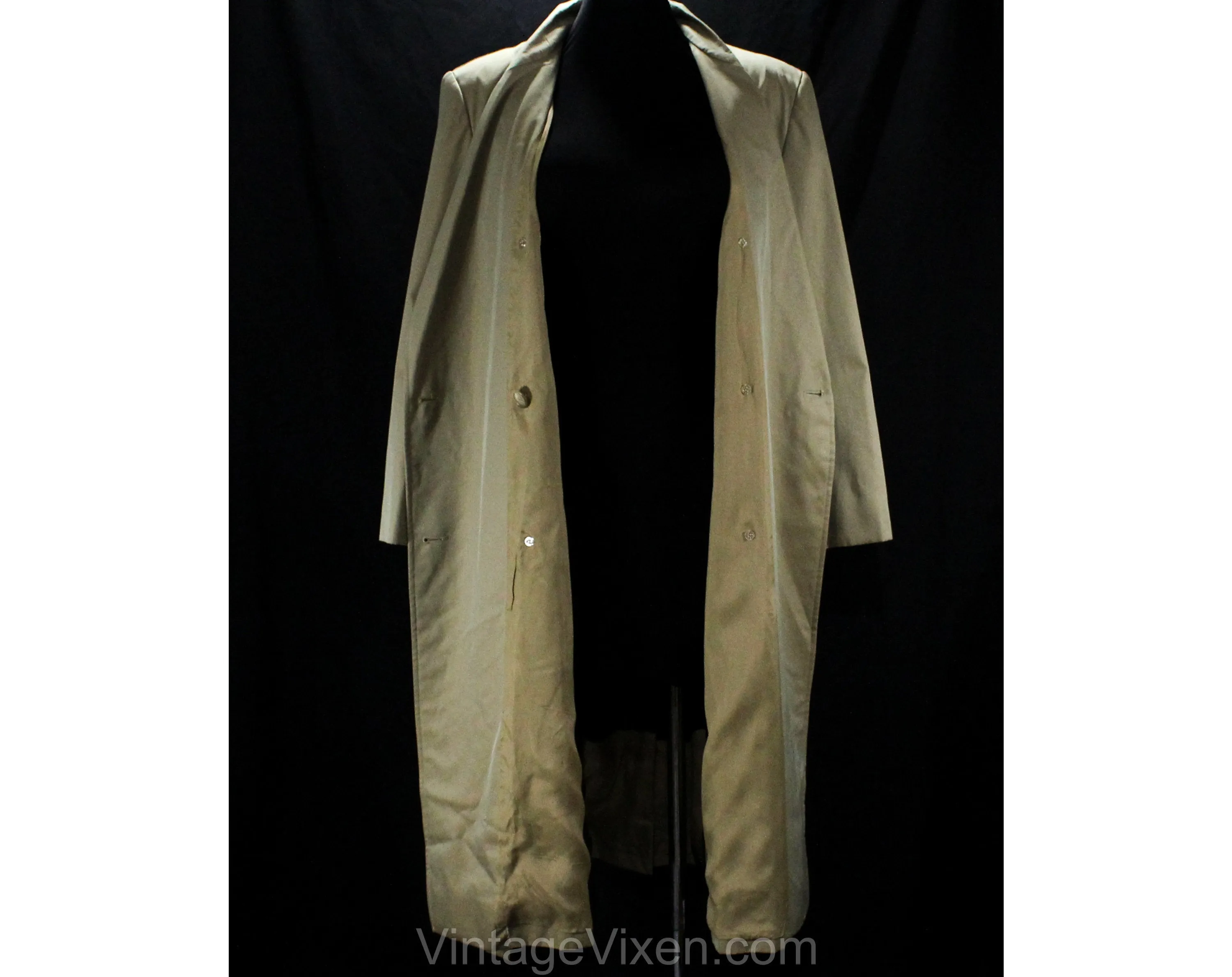 Size 12 Sharkskin Coat by Perry Ellis - Designer 1990s Double Breasted Tan Brown Chameleon Cotton Canvas - Trench Style Overcoat - Bust 42