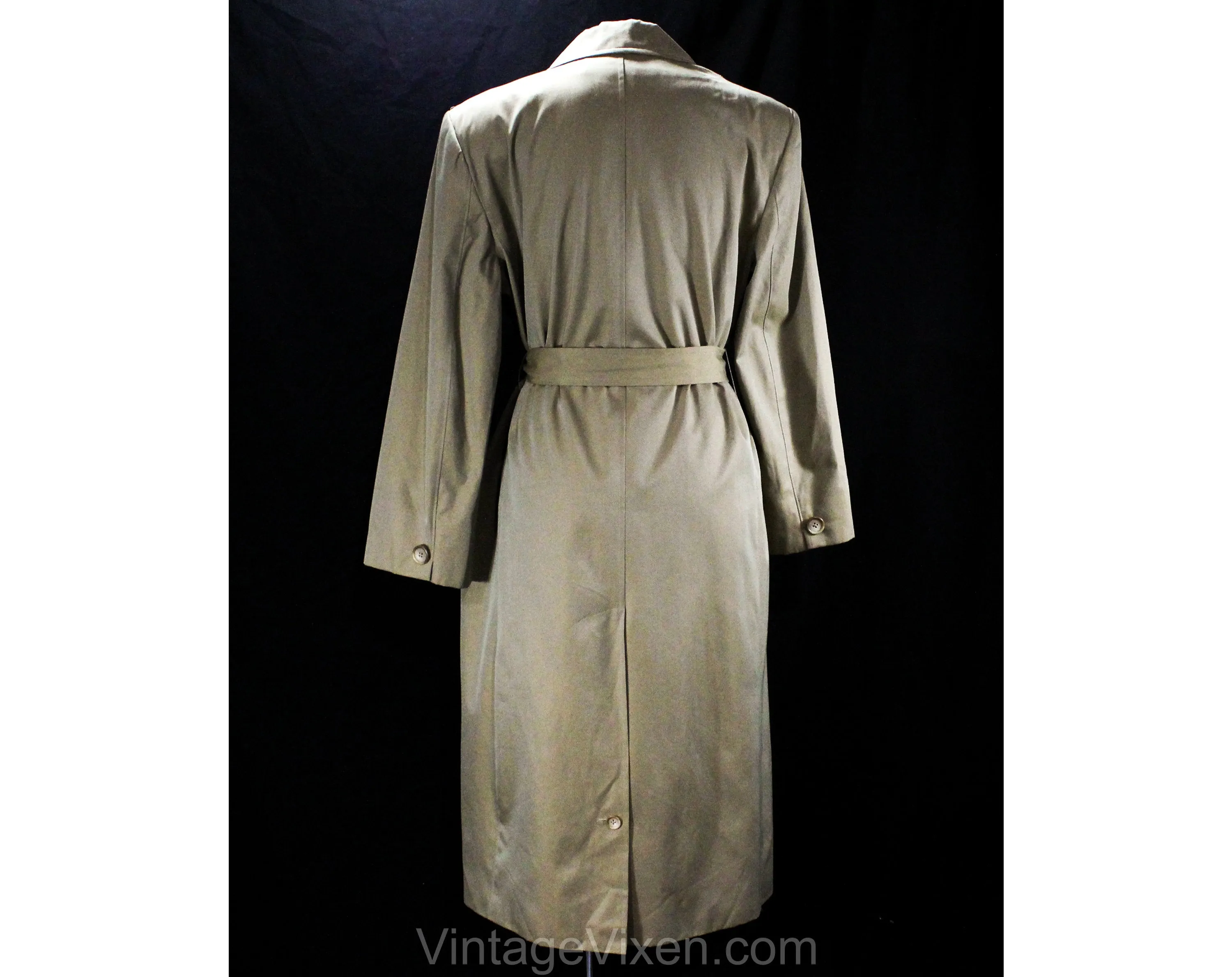 Size 12 Sharkskin Coat by Perry Ellis - Designer 1990s Double Breasted Tan Brown Chameleon Cotton Canvas - Trench Style Overcoat - Bust 42