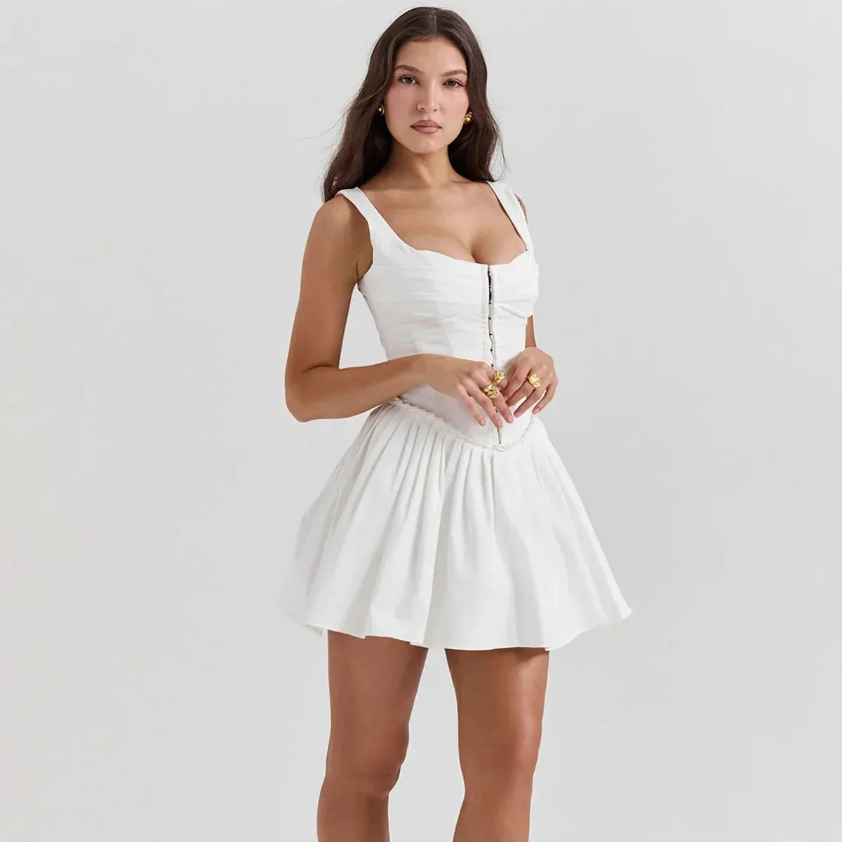 Square Neck Fit and Flare Dress