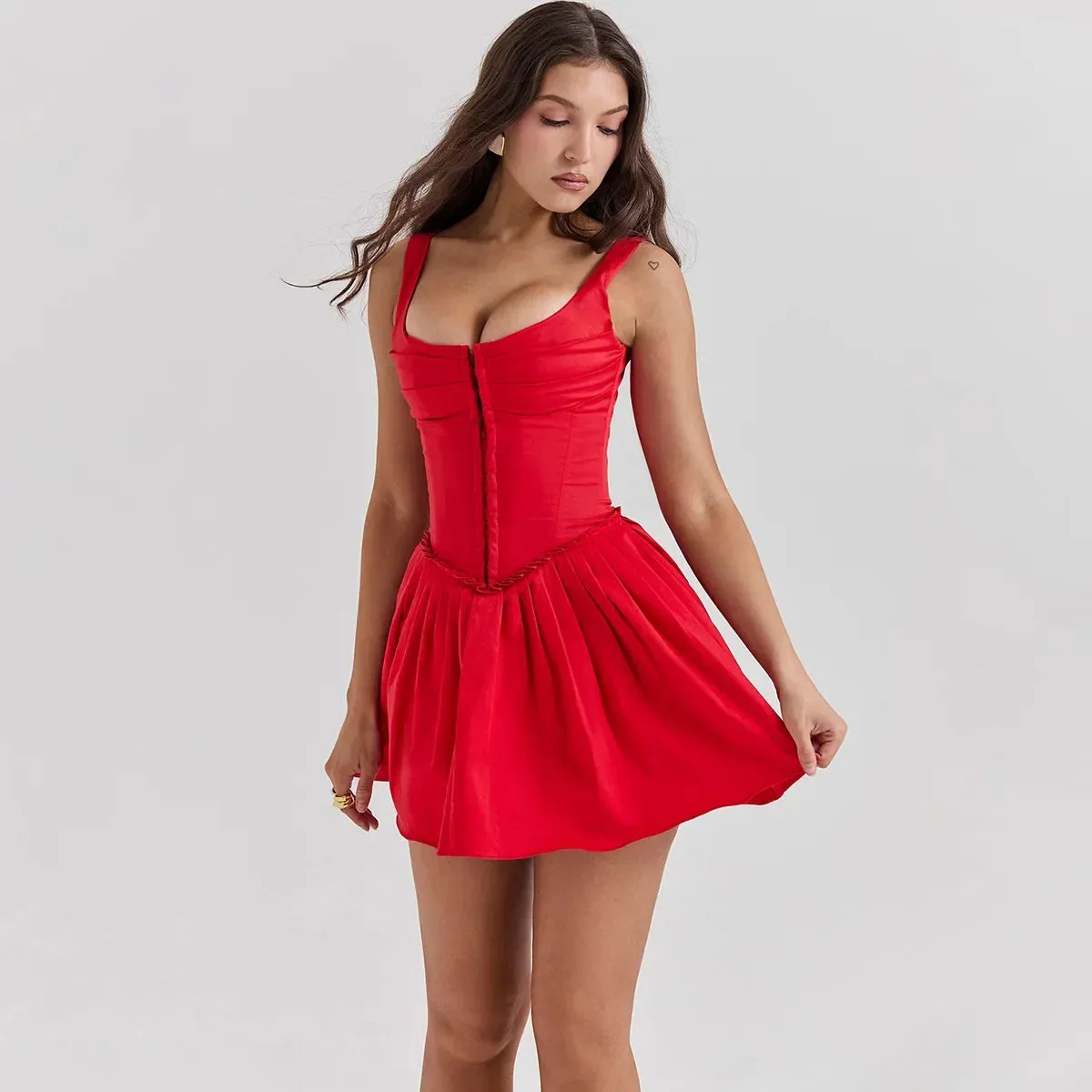 Square Neck Fit and Flare Dress
