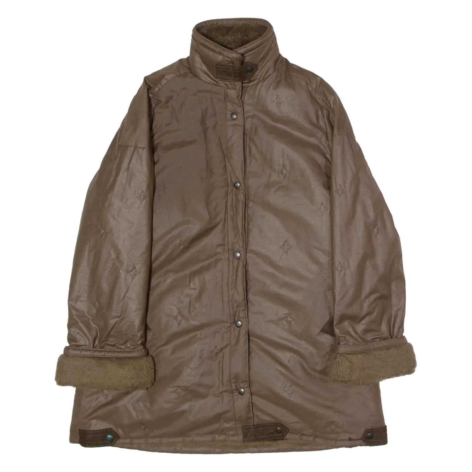 STADICK Womens Overcoat Coat Brown 90s Diamond UK 14