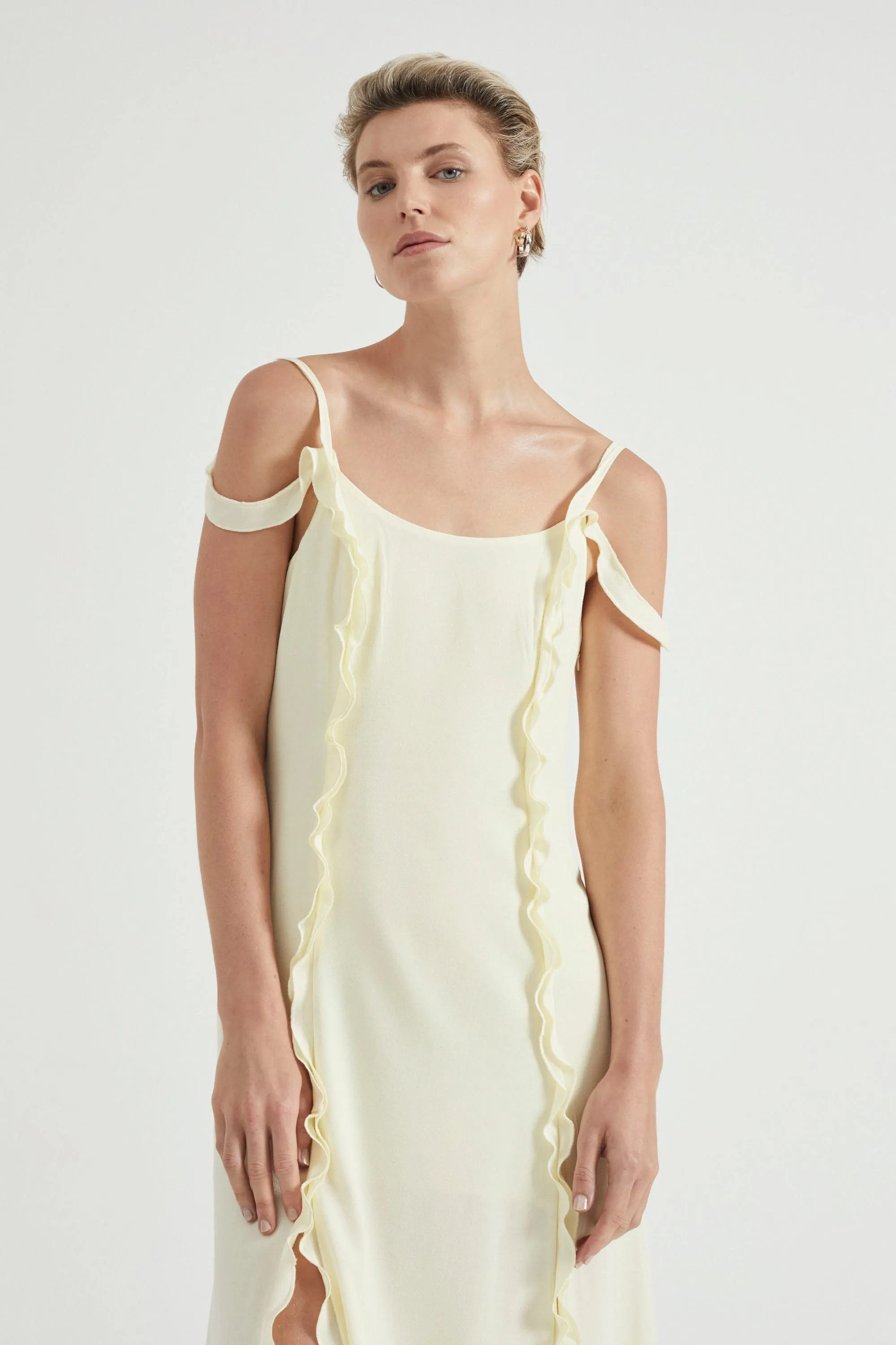 STROKE FRILL SLIP DRESS | LIMONCELLO