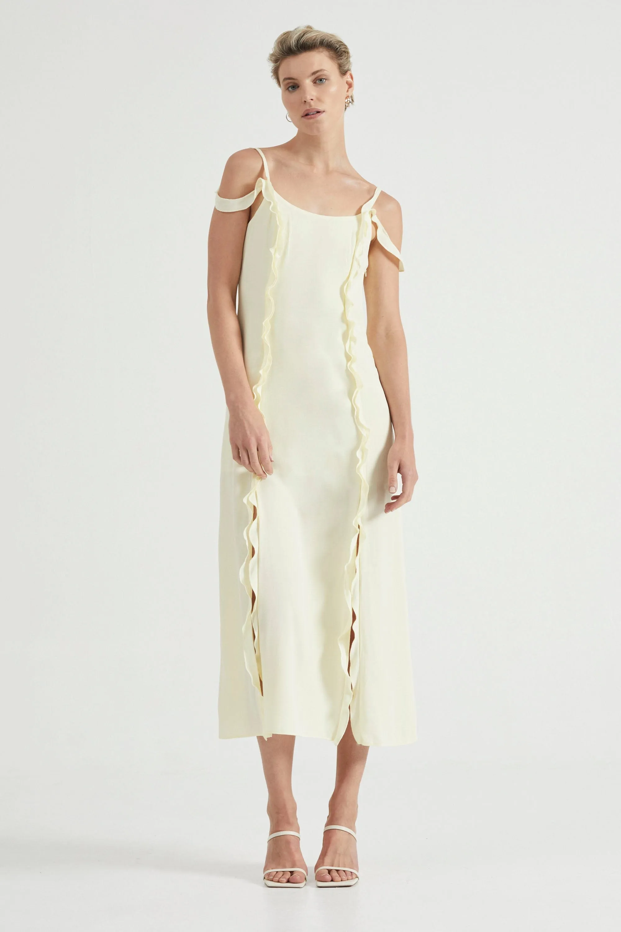 STROKE FRILL SLIP DRESS | LIMONCELLO