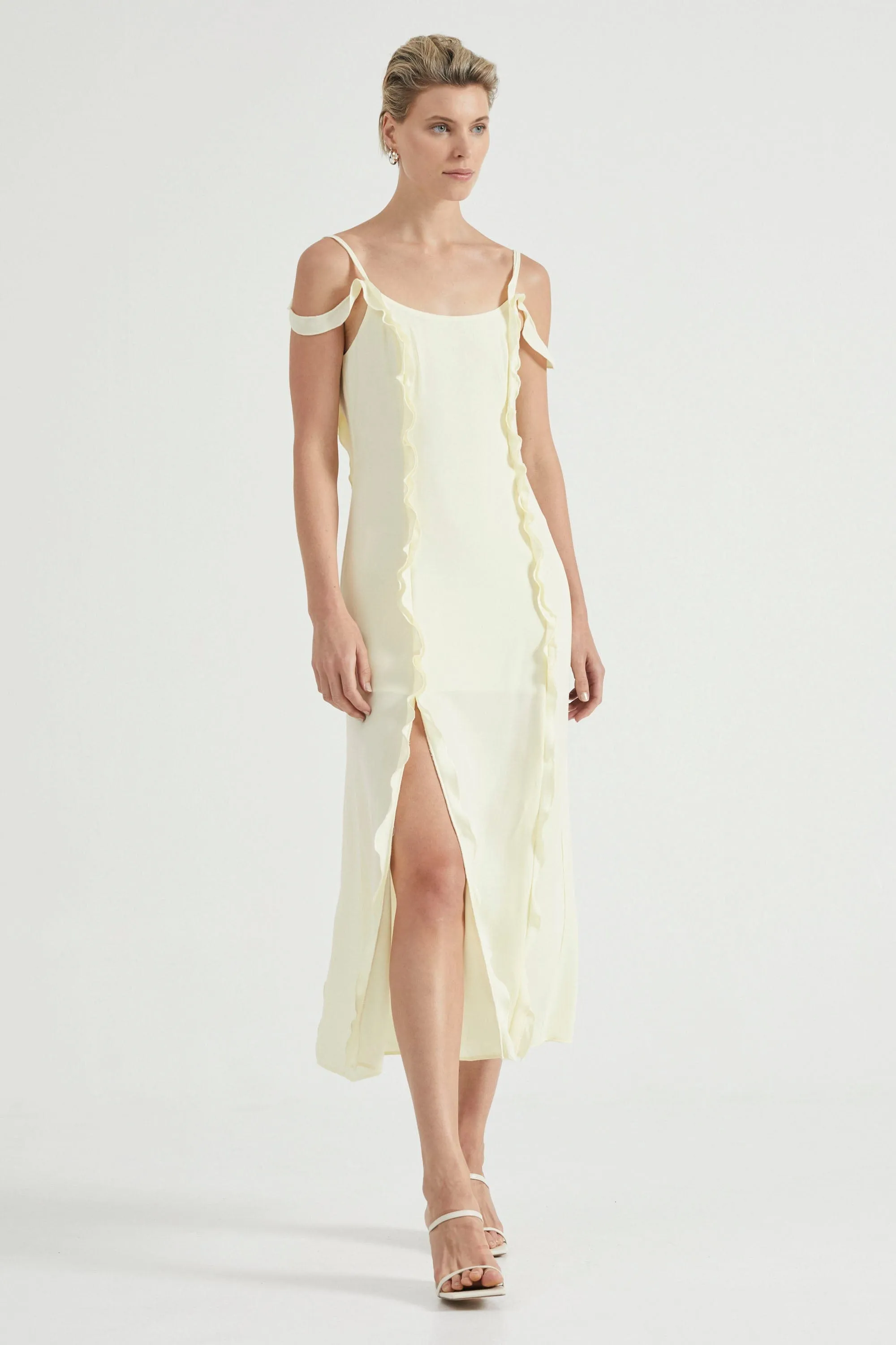 STROKE FRILL SLIP DRESS | LIMONCELLO